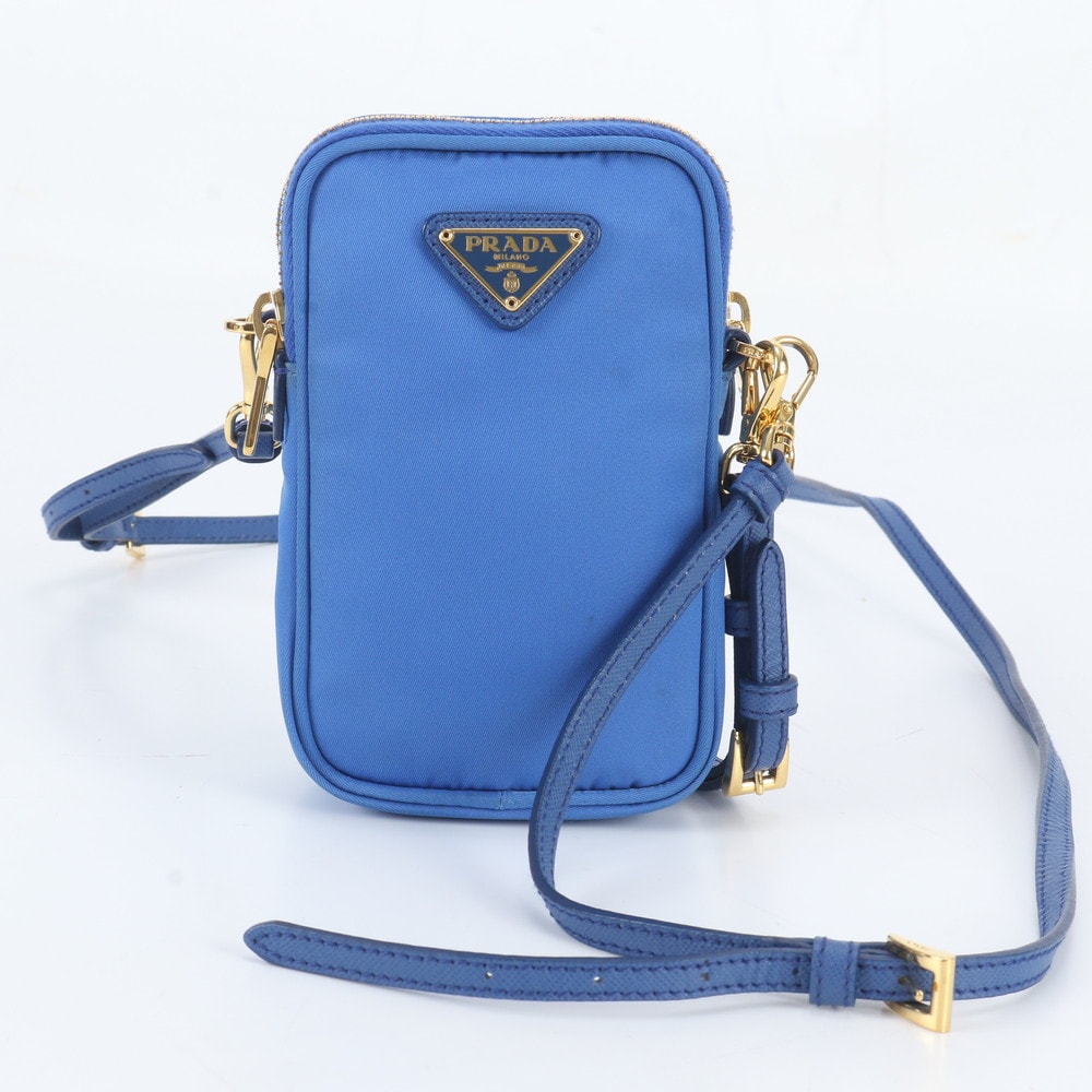 ■極美品 プラダ テスート ナイロントライアングルロゴ スマホ ポーチ