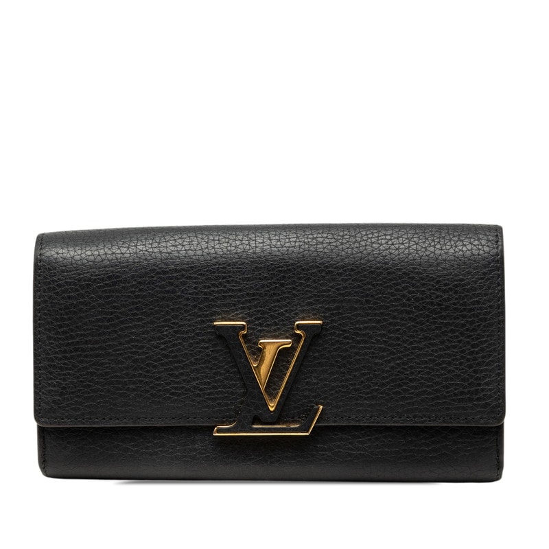 ルイ ヴィトン ポルト フォイユ カプシーヌ 長財布 M61248 ノワール ブラック トリヨンレザー レディース LOUIS VUITTON 【中古】