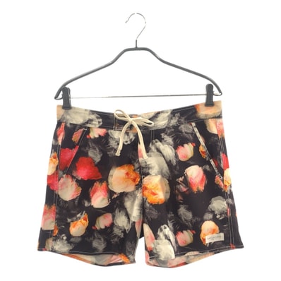 美品 SATURDAYS SURF NYC サタデーズサーフニューヨーク 花柄 ブラック 黒 マルチカラー ナイロン ハーフパンツ スイムウェア 海パン サーフパンツ 水陸両用 505105 【中古】
