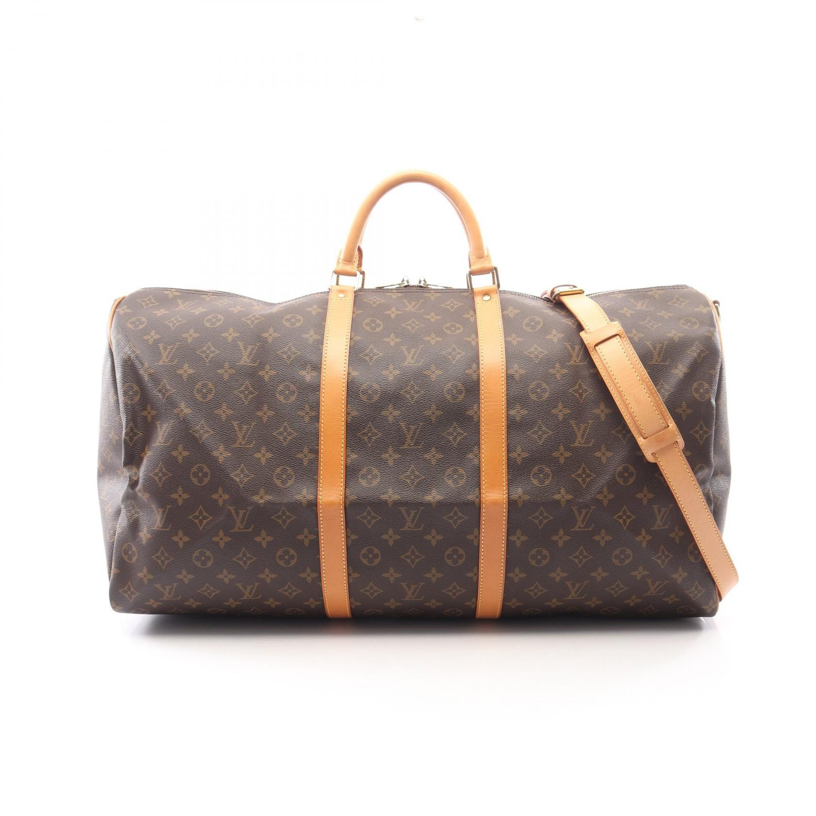 ルイ・ヴィトン LOUIS VUITTON キーポル バンドリエール60 2WAY ボストンバッグ バッグ PVCコーティングキャンバス レザー モノグラム メンズ レディース ブラウン系 M41412 【中古】