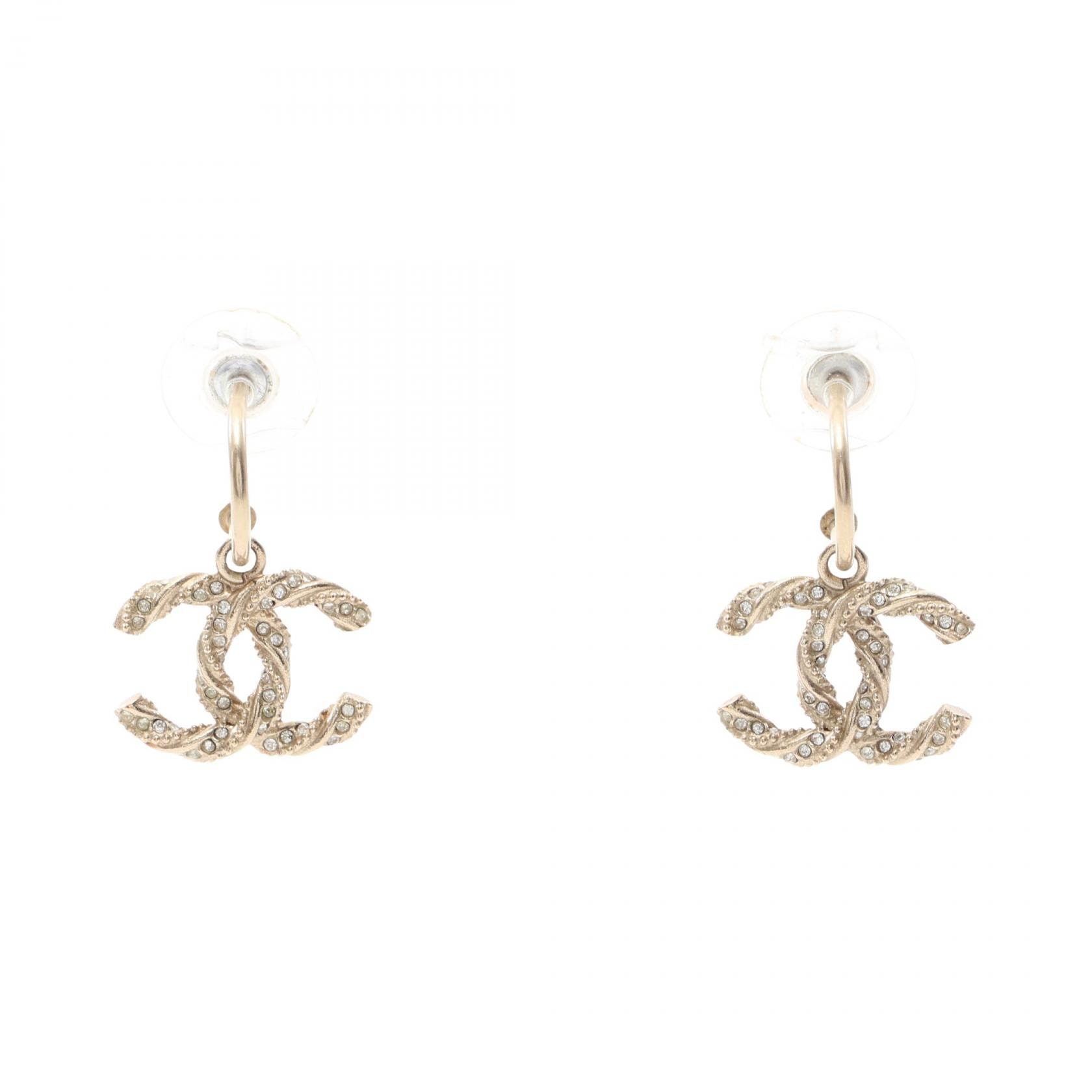 シャネル CHANEL ココマーク ピアス ジュエリー GP(ゴールドメッキ) ラインストーン レディース ゴールド系 / クリア系 【中古】