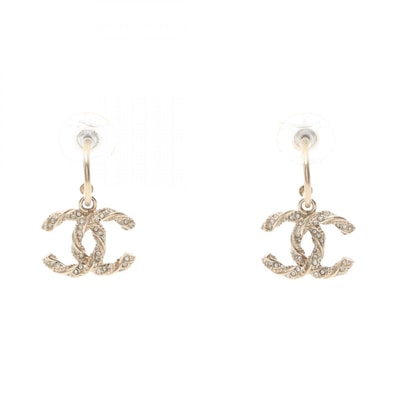シャネル CHANEL ココマーク ピアス ジュエリー GP(ゴールドメッキ) ラインストーン レディース ゴールド系 / クリア系 【中古】