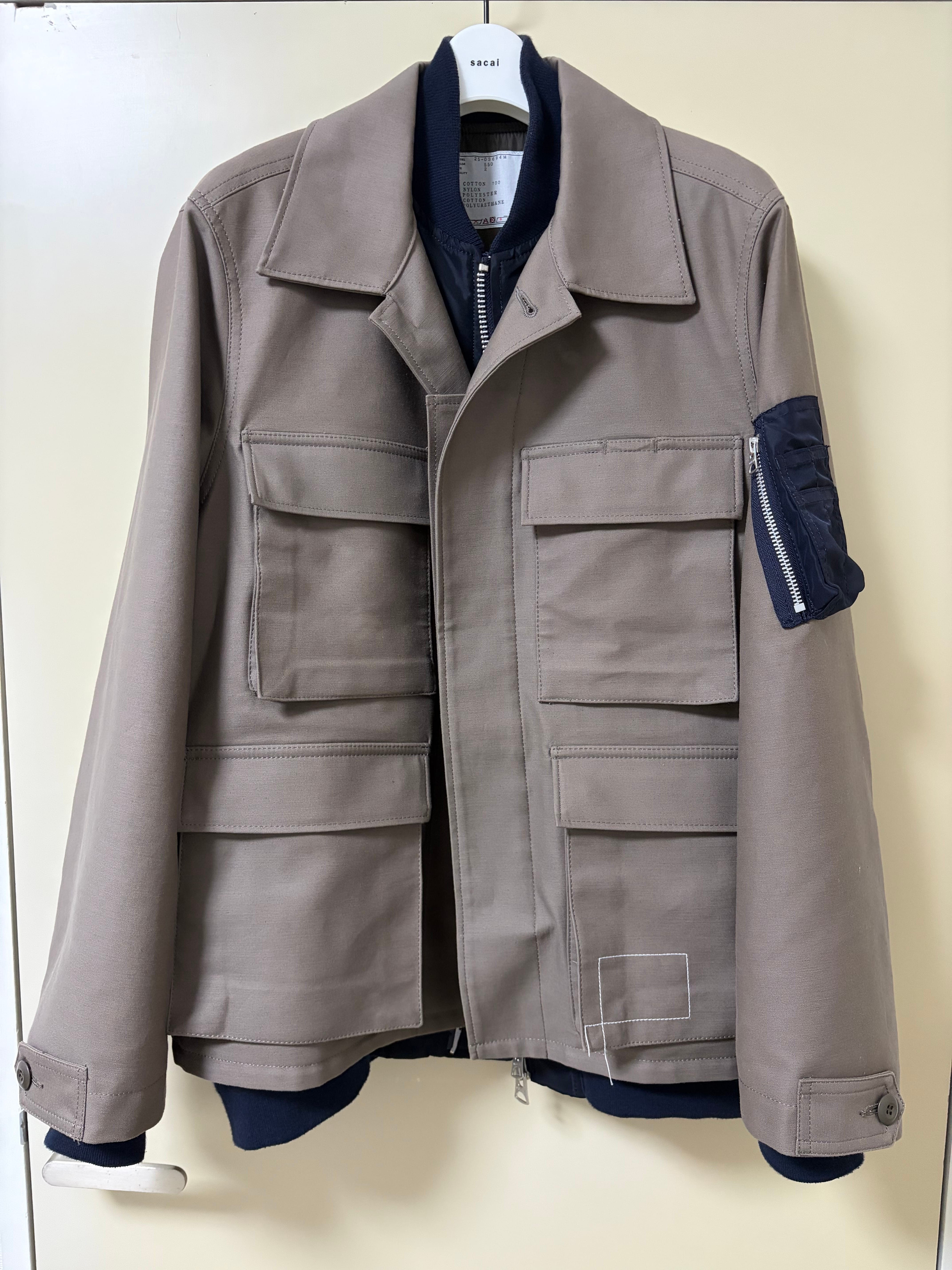 WTAPS x sacai Cotton Back Satin Jacket 02 / Jacket / Cotton Back Satin "Beige"