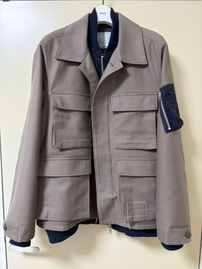 WTAPS x sacai Cotton Back Satin Jacket 02 / Jacket / Cotton Back Satin "Beige"