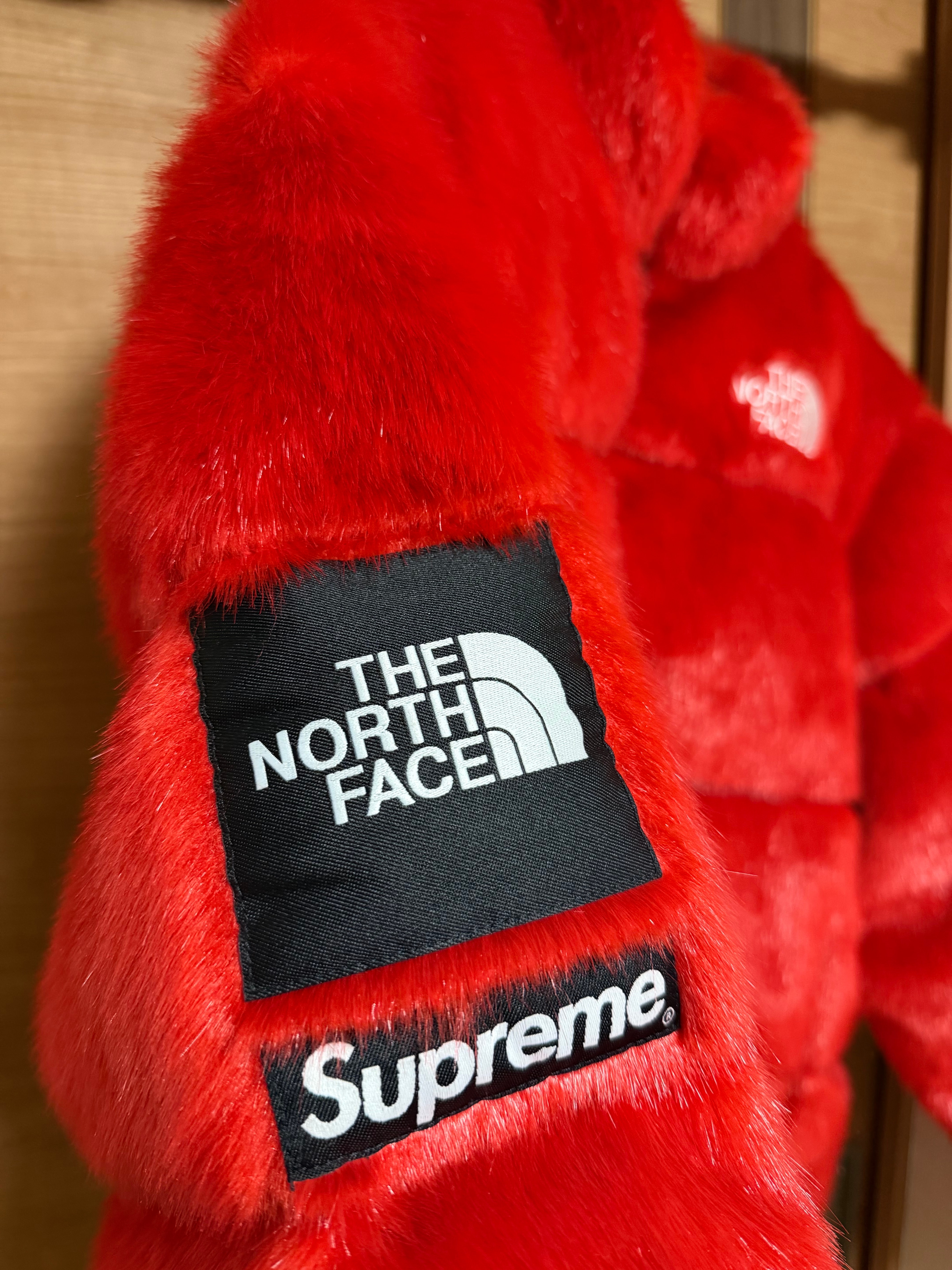 Supreme x The North Face Faux Fur Nuptse Jacket "Red"