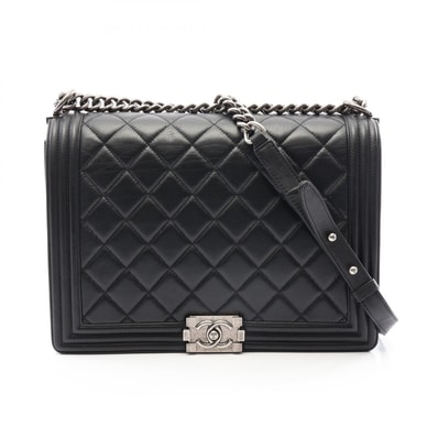 シャネル CHANEL ボーイシャネル ラージ マトラッセ ショルダーバッグ バッグ ラムスキン(羊革) レディース ブラック系 A67087 【中古】