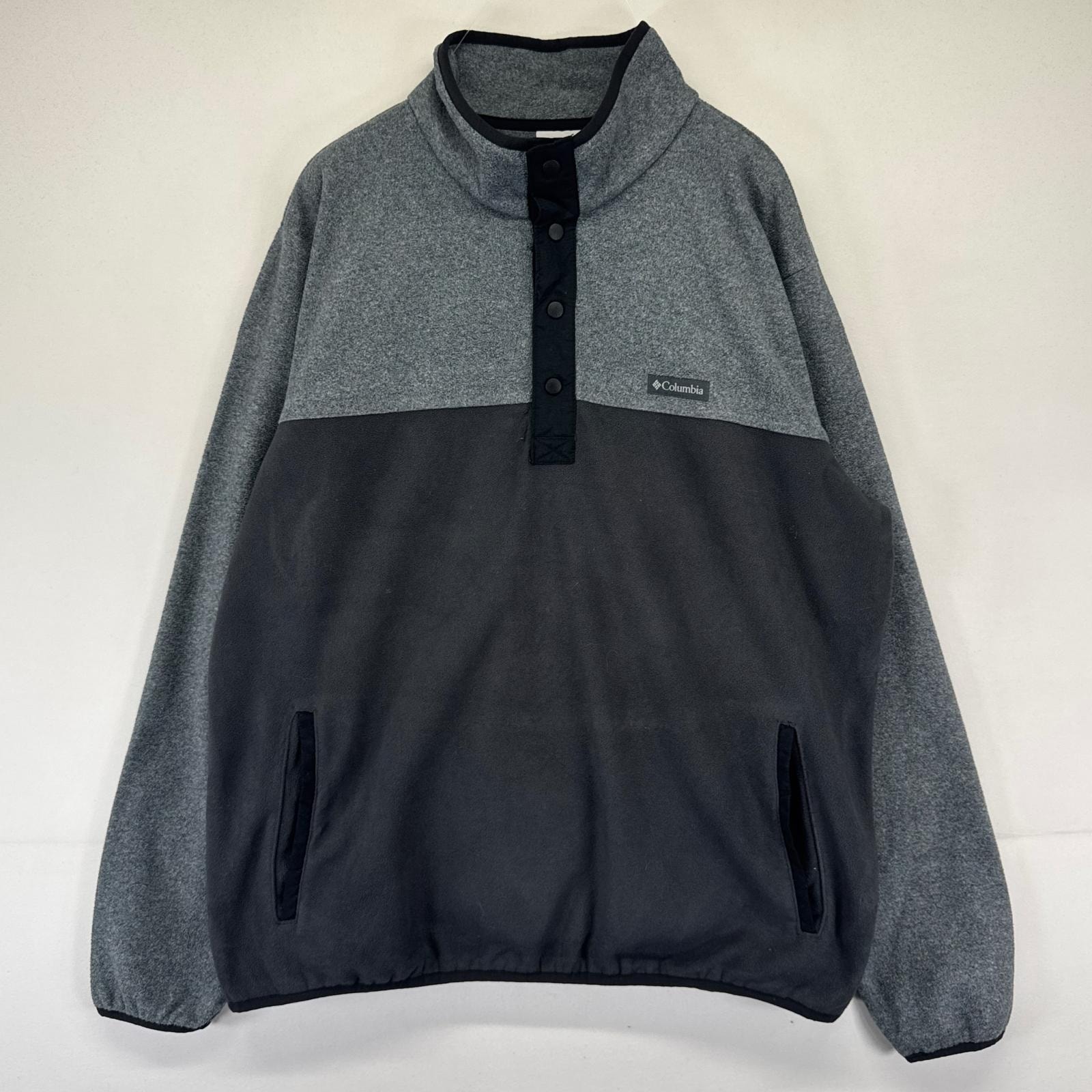 古着 コロンビア Columbia フリース ジャケット スナップT ワンポイント プルオーバー アウトドア L  グレー系 ツートン メンズ