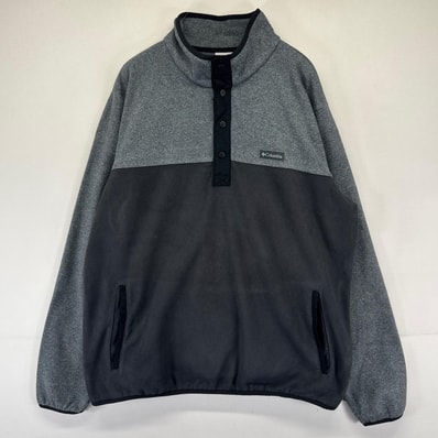古着 コロンビア Columbia フリース ジャケット スナップT ワンポイント プルオーバー アウトドア L グレー系 ツートン メンズ