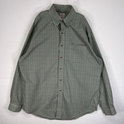 古着 ブルックスブラザーズ Brooks Brothers 長袖シャツ チェック 胸ポケ 346 L グリーン系 マルチカラー メンズ