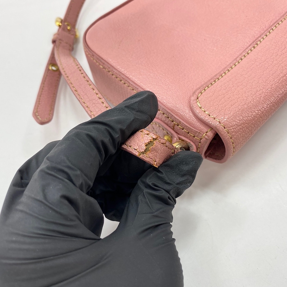 D (傷や汚れあり)】ミュウ ミュウ Miu Miu レザー ショルダーバッグ