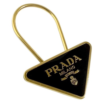 プラダ メンズ キーリング キーホルダー バッグ チャーム トライアングル 黒