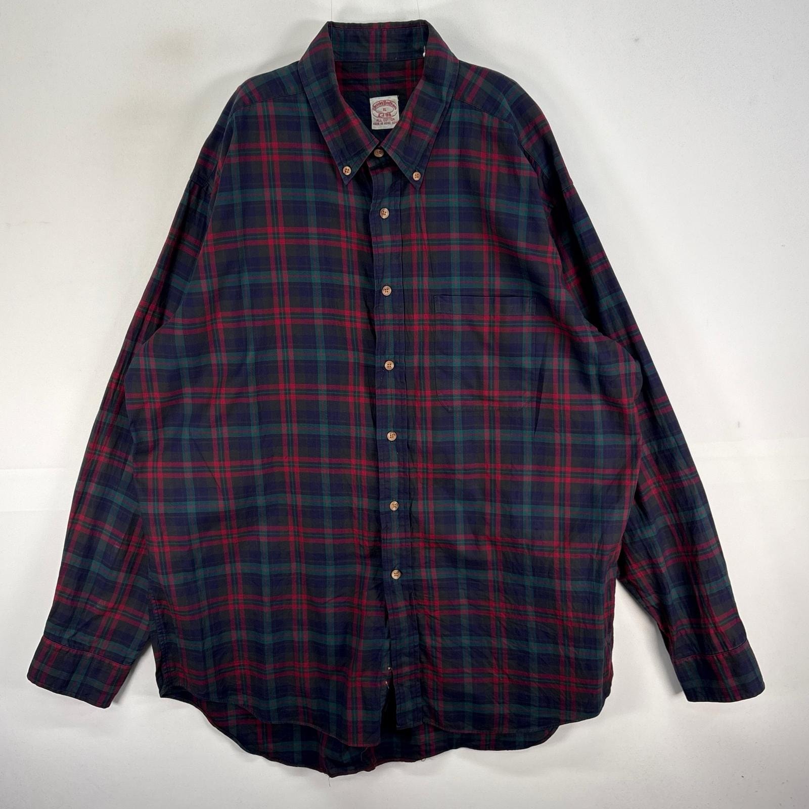 古着 80's/80年代 ヴィンテージ ブルックスブラザーズ Brooks Brothers 長袖シャツ チェック ボタンダウン XL ネイビー系 マルチカラー メンズ