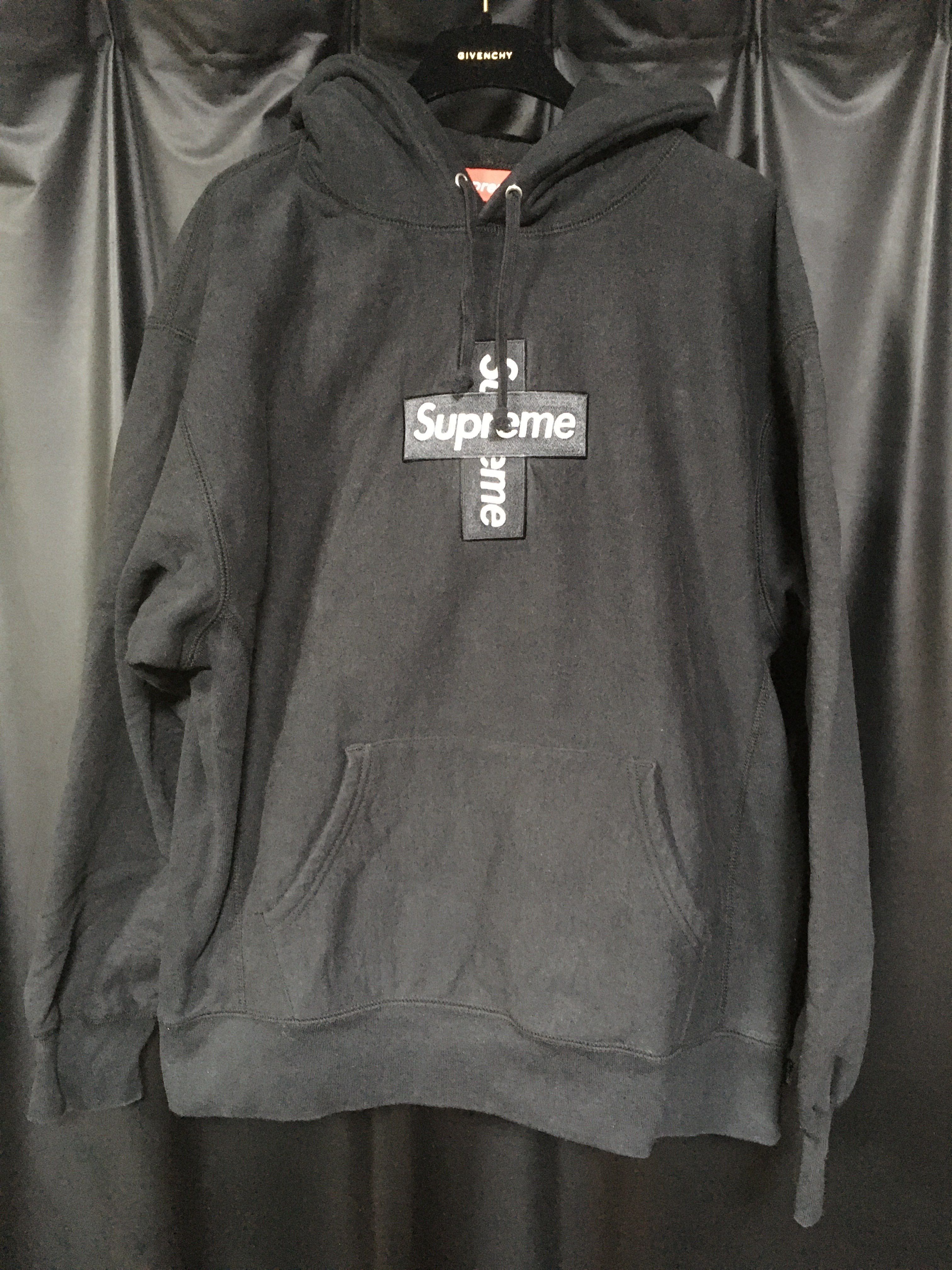 Supreme Cross Box Logo Hooded Sweatshirt "Black"