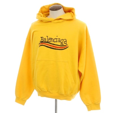 【中古】【未使用】バレンシアガ BALENCIAGA コットン プルオーバー パーカー イエロー【サイズXL】【ユニセックス】