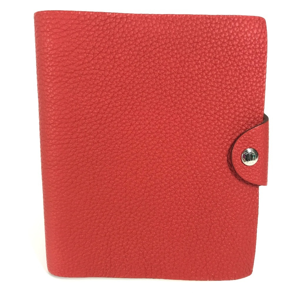 エルメス HERMES ユリスPM ノートカバー メモ帳 ステーショナリー ノートカバー トゴ Q□刻 レッド 美品
