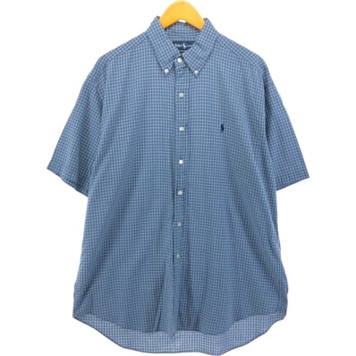 古着 ラルフローレン Ralph Lauren BLAKE 半袖 ボタンダウン チェックシャツ メンズL相当/eaa552716