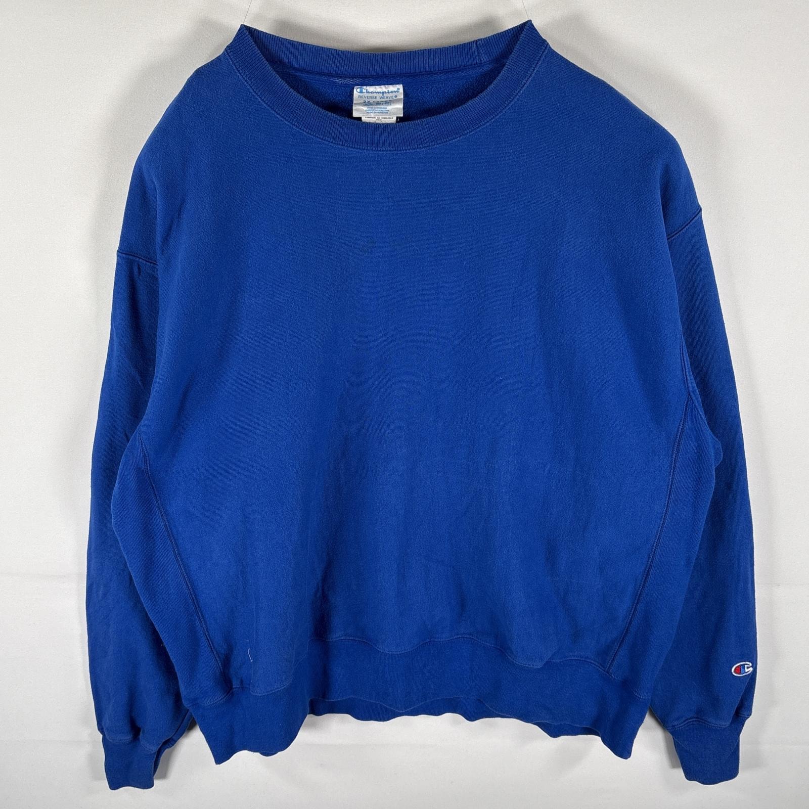 古着 チャンピオン Champion スウェット トレーナー リバースウィーブ 目無し クルーネック 大きいサイズ 14041  ブルー メンズ