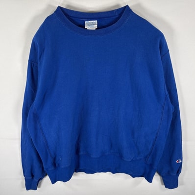 古着 チャンピオン Champion スウェット トレーナー リバースウィーブ 目無し クルーネック 大きいサイズ 14041 ブルー メンズ