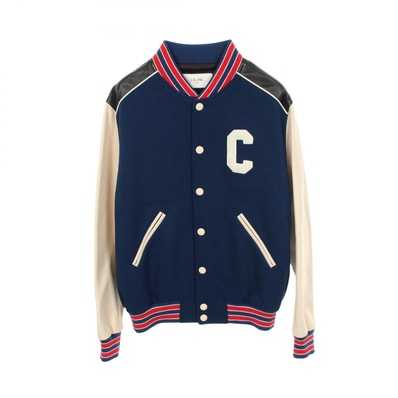 セリーヌ CELINE クラシック テディジャケット スタジャン 衣料品 アウター ウール レザー ラムレザー メンズ ブルー系 / レッド系 / アイボリー系 2V56D896C 【中古】