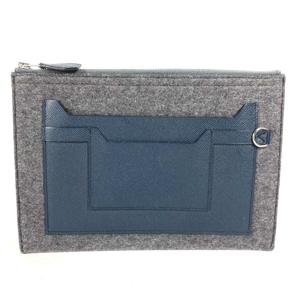 エルメス HERMES トゥードゥー29 カバン ポーチ バイカラー クラッチバッグ フェルト グレー