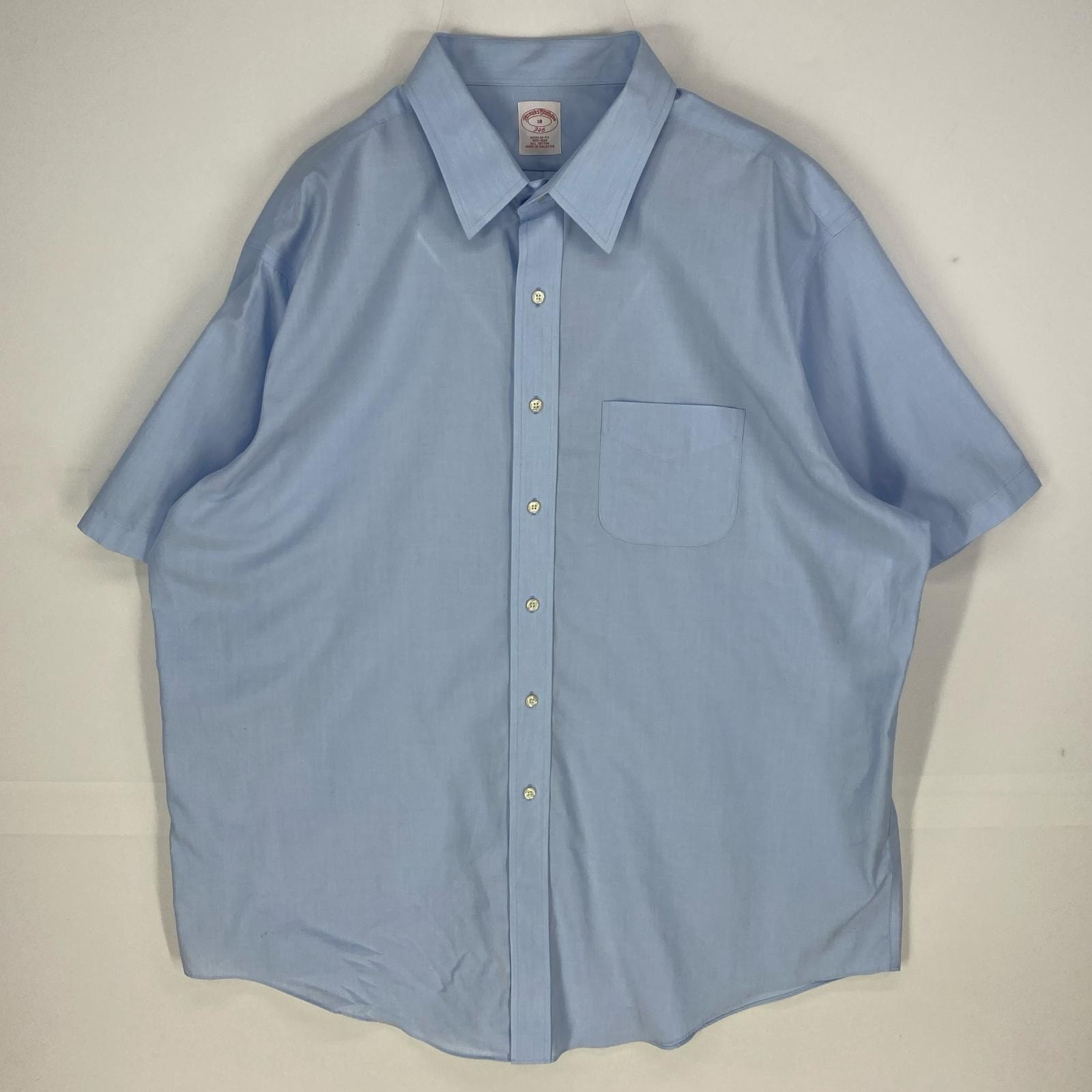 古着 ブルックスブラザーズ Brooks Brothers 長袖シャツ 胸ポケット 346 大きいサイズ 2XL ブルー系 無地 メンズ