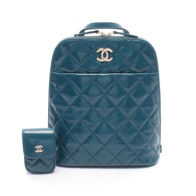 シャネル CHANEL マトラッセ リュックサック バックパック バッグ レザー シャイニーカーフスキン レディース グリーン系 AS3332 【中古】