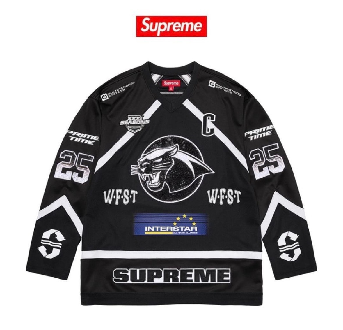 Supreme Rhinestone Hockey Jersey "Black"