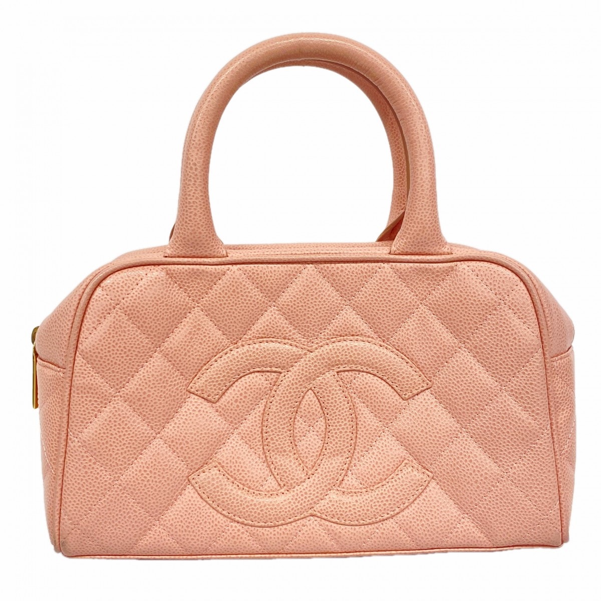 【6db1702-k】シャネル ハンドバッグ マトラッセ キャビアスキン ピンク ゴールド金具【中古】レディース