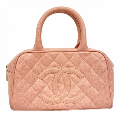【6db1702-k】シャネル ハンドバッグ マトラッセ キャビアスキン ピンク ゴールド金具【中古】レディース