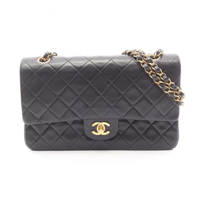 シャネル CHANEL マトラッセ Wフラップ ショルダーバッグ バッグ ラムスキン(羊革) レディース ブラック系 【中古】
