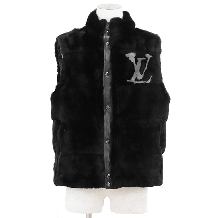 【極美品】LOUIS VUITTON ルイ・ヴィトン リバーシブル ジャケット サイズ 52 メンズ ダミエ ファー レザー ロゴ アウター ブラック 黒 フランス製