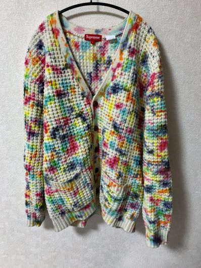 Supreme Waffle Knit Cardigan "Tie Dye"