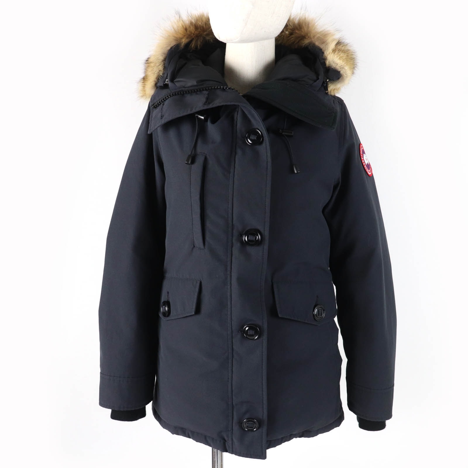 良品 カナダグース
 ダウンコート CHARLOTTE シャーロット ダークネイビー レディース S 2300JL