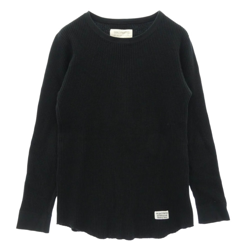 WACKO MARIA ワコマリア カットソー サーマル ワッフル 長袖 カットソー ブラック ブラック系 L【中古】