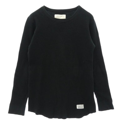 WACKO MARIA ワコマリア カットソー サーマル ワッフル 長袖 カットソー ブラック ブラック系 L【中古】