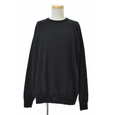 COMOLI Wool Crew Neck Knit "Charcoal"