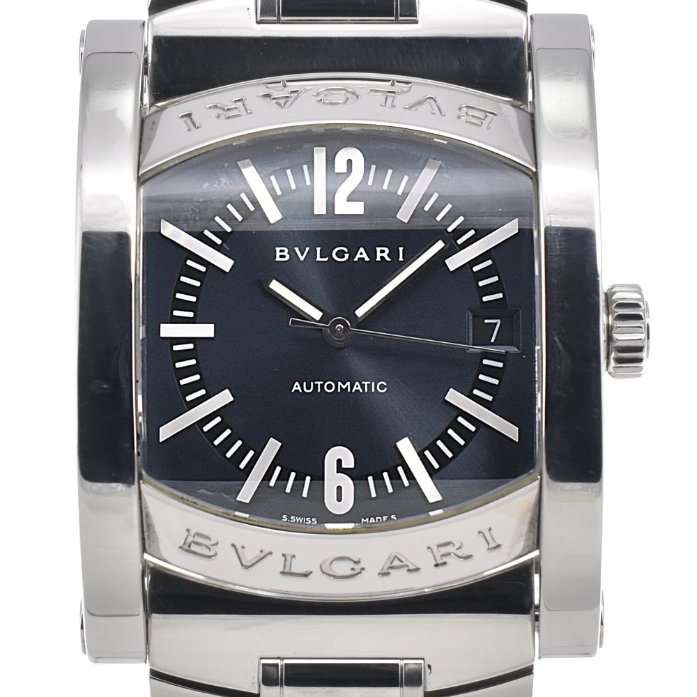 値下 ブルガリ BVLGARI AA44S アショーマ デイト グレー 自動巻き メンズ 良品 腕時計 E#147381
