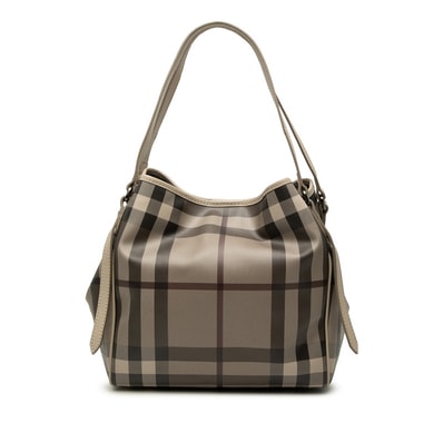 バーバリー ノバチェック トートバッグ ショルダーバッグ ベージュ系 PVC レザー レディース BURBERRY 【中古】