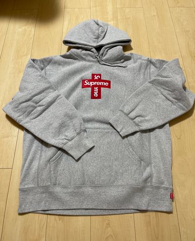 Supreme Cross Box Logo Hooded Sweatshirt "Grey"