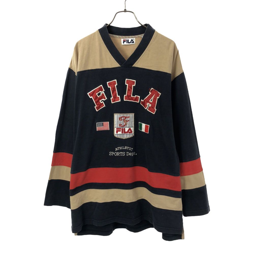 FILA フィラ 90s 長袖 Vネック Tシャツ