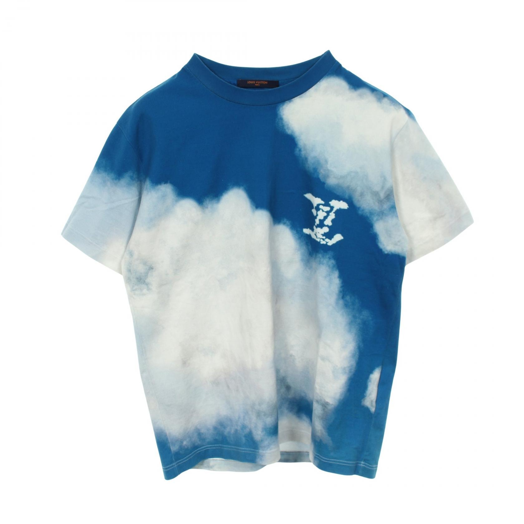 ルイ・ヴィトン LOUIS VUITTON クラウドプリント 半袖Tシャツ 衣料品 トップス コットン メンズ ブルー系 / ホワイト系 【中古】