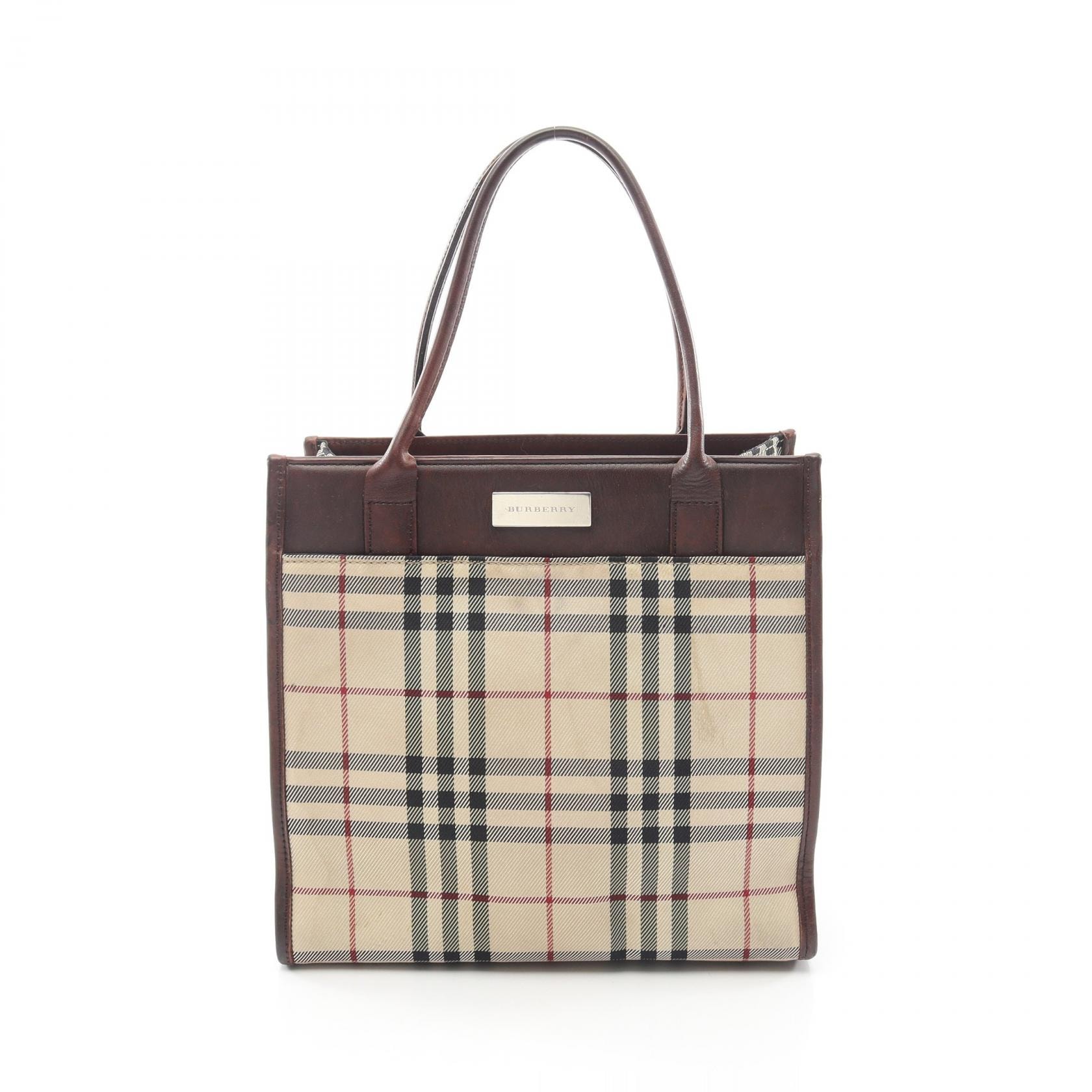 バーバリー BURBERRY ノバチェック トートバッグ バッグ キャンバス レザー レディース ベージュ系 / ブラウン系 / マルチカラー 【中古】