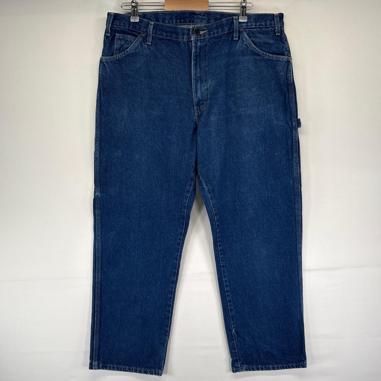 古着 ディッキーズ Dickies デニム パンツ ペインター ワークパンツ 大きいサイズ ワンポイントロゴ デニム w38L30  ブルー系 メンズ