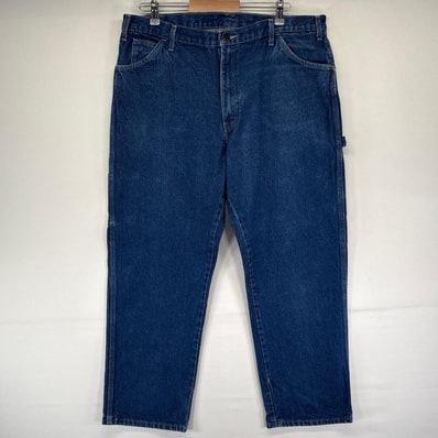 古着 ディッキーズ Dickies デニム パンツ ペインター ワークパンツ 大きいサイズ ワンポイントロゴ デニム w38L30 ブルー系 メンズ