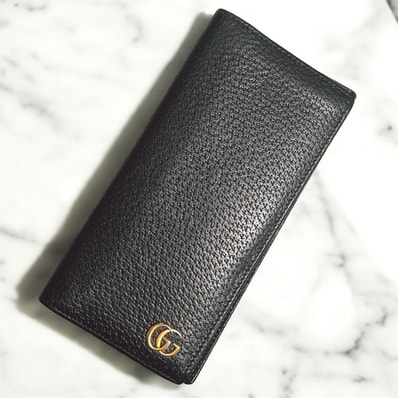 GUCCI GG Marmont Long Wallet Leather "Black/Gold"