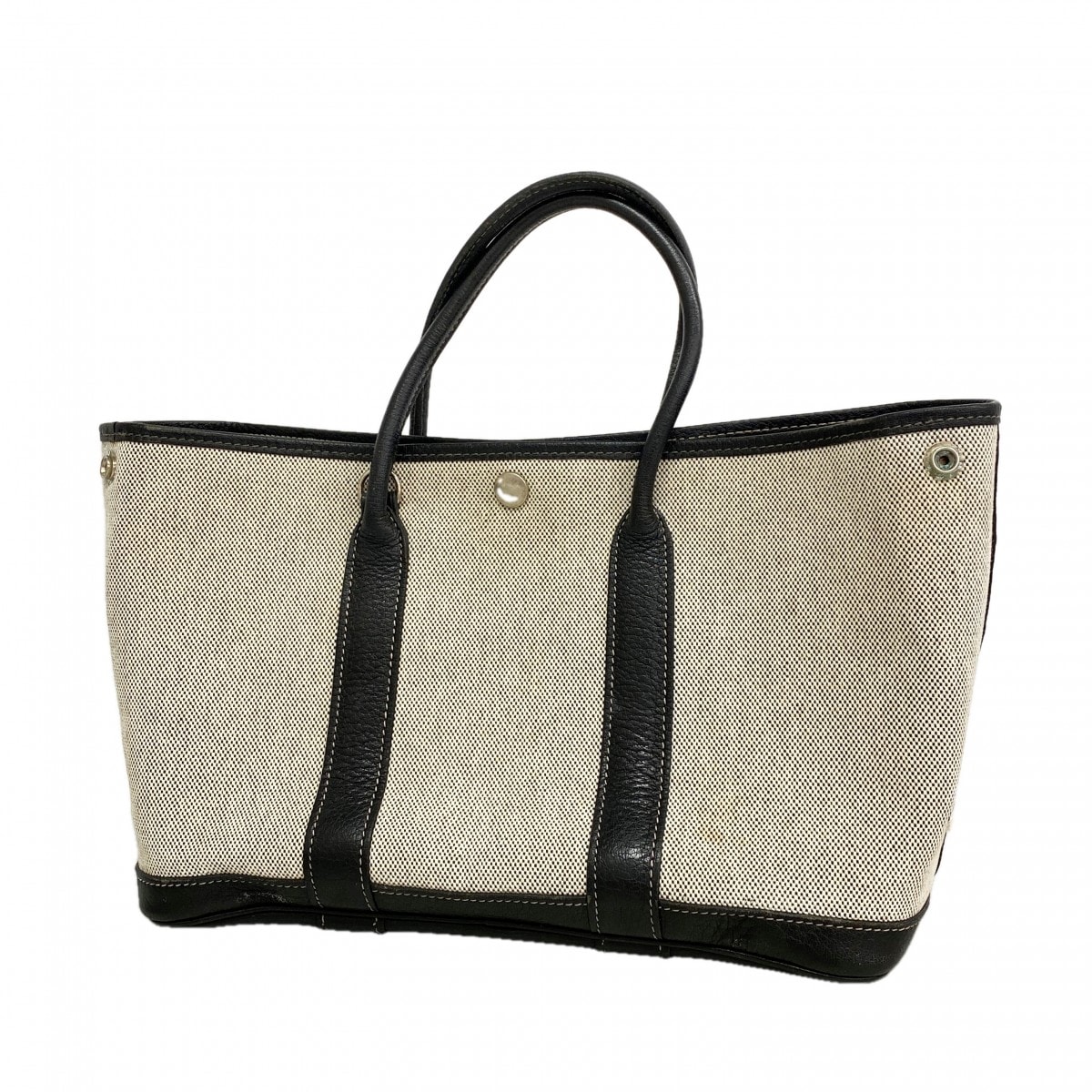 ★SALE【6fb3130】エルメス トートバッグ ガーデンパーティTPM トワルアッシュ ブラック シルバー金具 □H刻印【中古】レディース