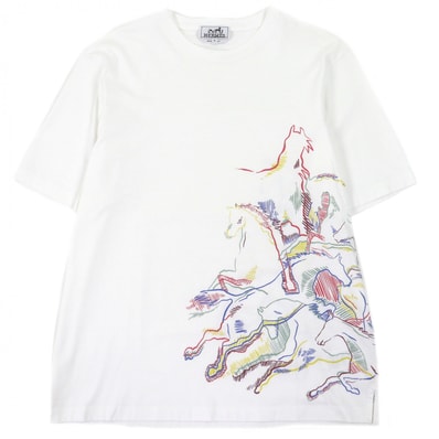 極美品 エルメス 半袖Tシャツ カヴァルカード ホワイト メンズ S