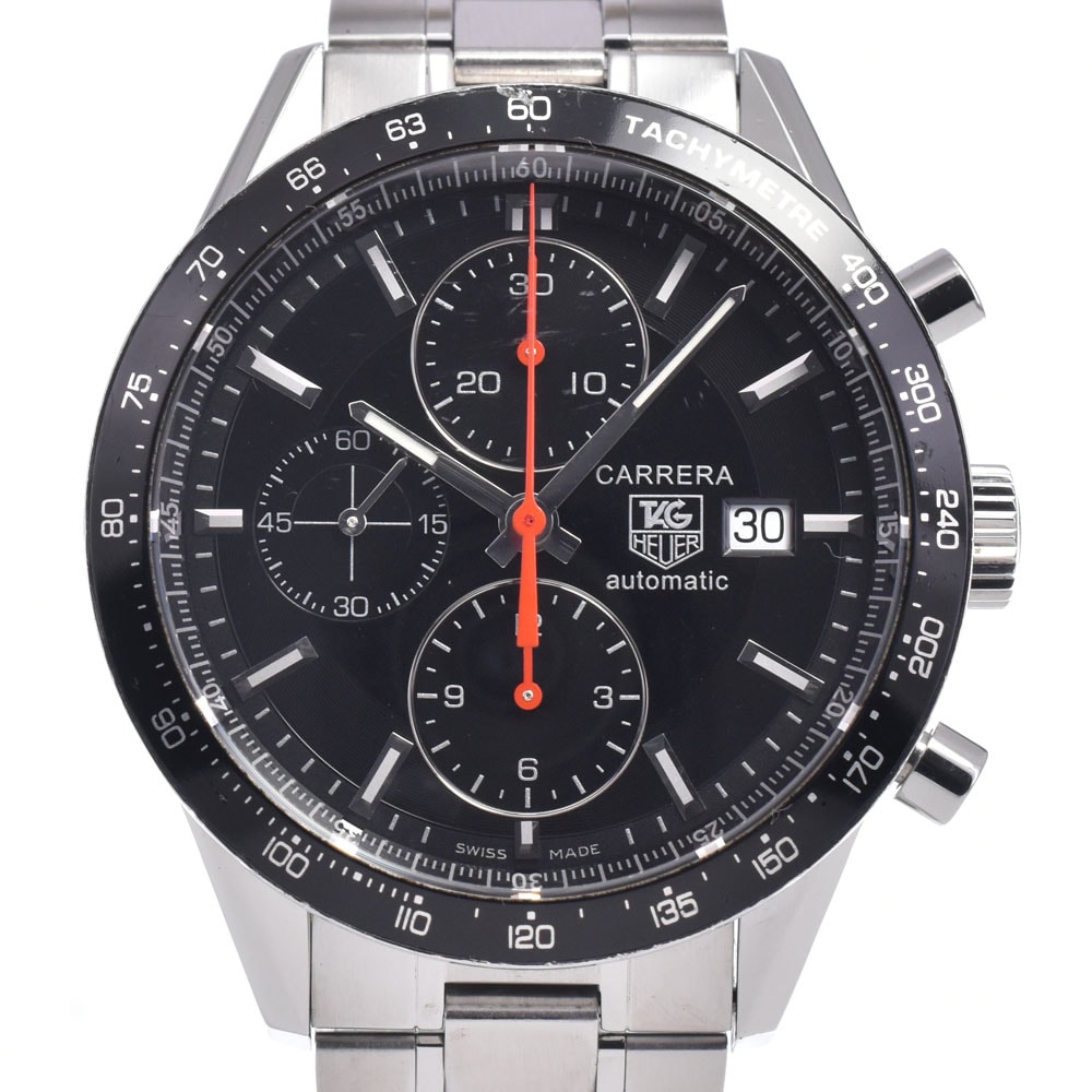 タグホイヤー TAG HEUER CV2014-2 カレラ クロノグラフ デイト ブラック 自動巻き メンズ 良品 腕時計 O#148651