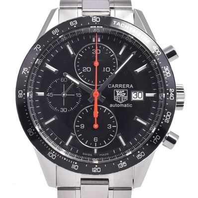 タグホイヤー TAG HEUER CV2014-2 カレラ クロノグラフ デイト ブラック 自動巻き メンズ 良品 腕時計 O#148651