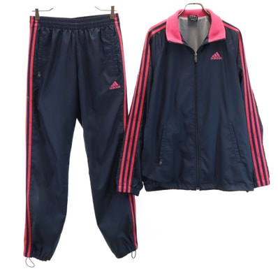 adidas アディダス ウインドブレーカー 上下セットアップ M ネイビー 裏メッシュ